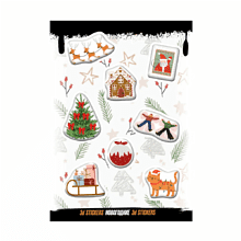 Набор наклеек объемных "Новогодние #4", А6, 1 лист, 8 шт.