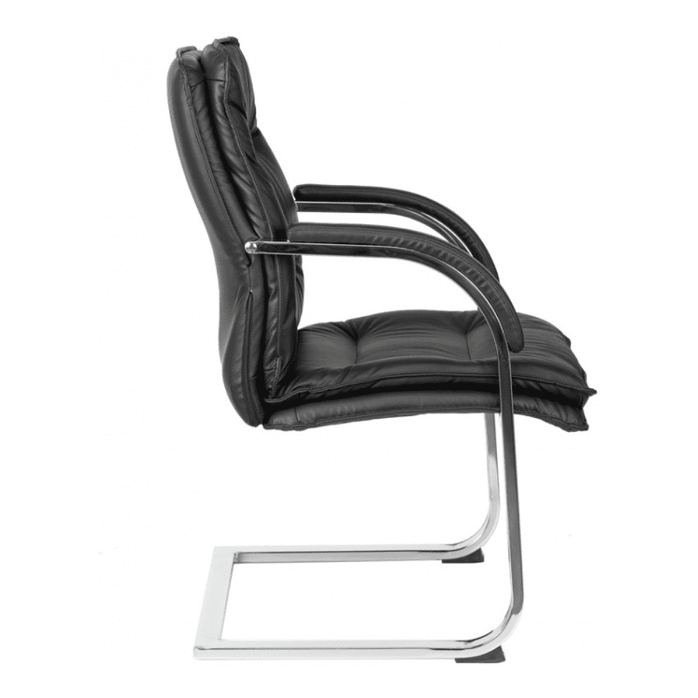 Кресло на полозьях "Бюрократ T-9927SL-LOW-V", натуральная кожа, черный, металл хром - 3