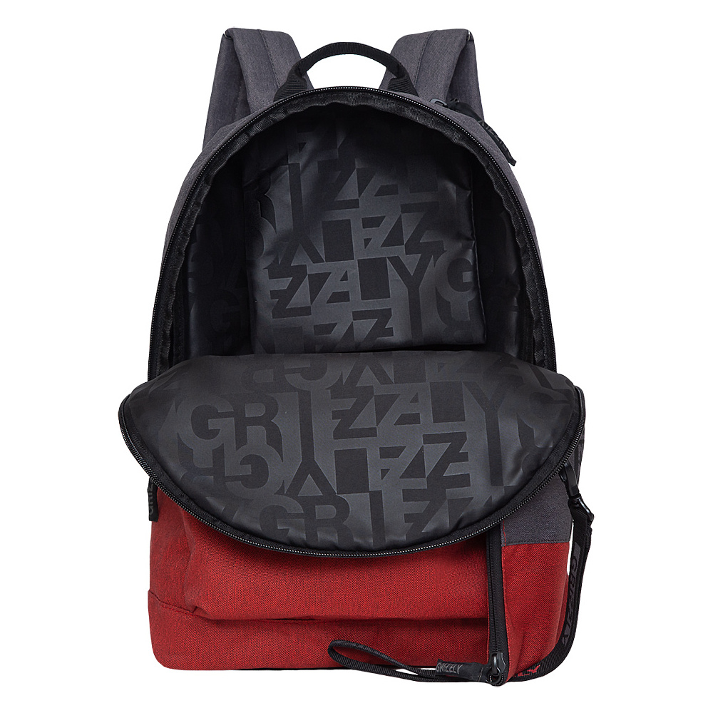 Рюкзак молодежный "Grizzly", темно-серый, красный - 5