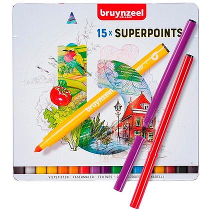 Набор маркеров художественных "Bruynzeel Super Point", 15 шт. - 2