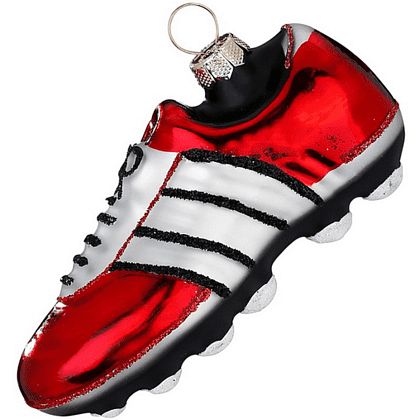 Украшение елочное "Футбольная бутса", 9 см, стекло, красный, белый