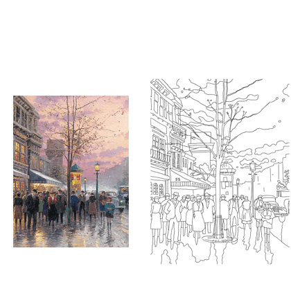 Раскраска на английском языке "Thomas Kinkade. Painter of Light. Posh. Coloring Book" - 4
