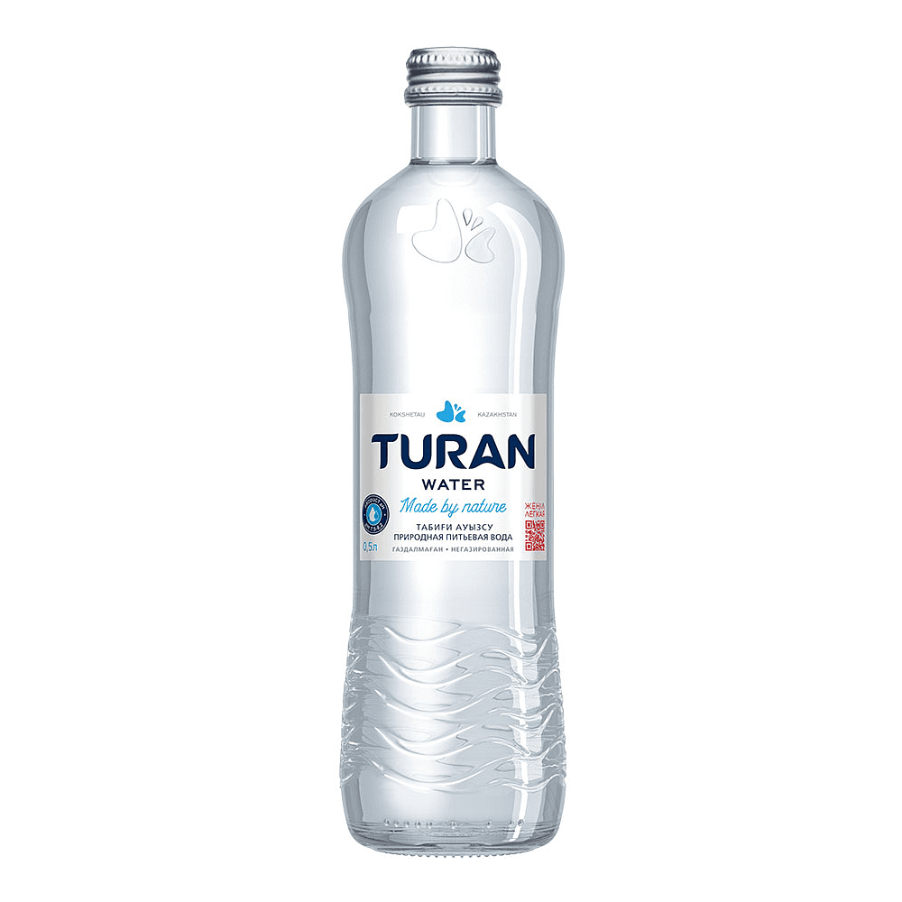 Вода минеральная питьевая "Тuran", негазированная, 0.5 л, стеклянная бутылка