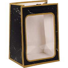 Пакет бумажный подарочный "232240", 18х25х13 см, с окном, черный