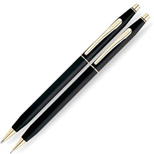 Набор "Cross Classic Century Classic Black": ручка шариковая автоматическая и карандаш автоматический, черный, золотистый