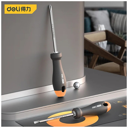 Отвертка Deli HS HT1055C, PH1х100 мм, Soft Touch, оранжевый - 3