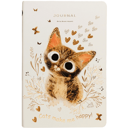 Книга записная "Love me. Милый котик", A5, 100 листов, линейка, бежевый - 2