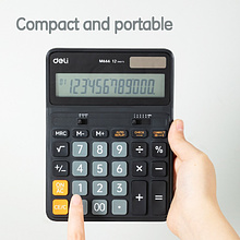 Калькулятор настольный Deli "M666", 12-ти разрядный, пластик, черный