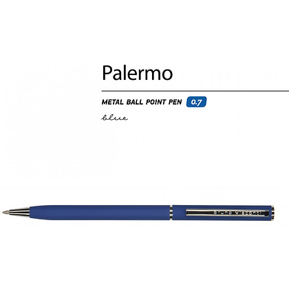Ручка шариковая автоматическая "Palermo", 0.7 мм, синий, серебристый, стерж. синий - 4