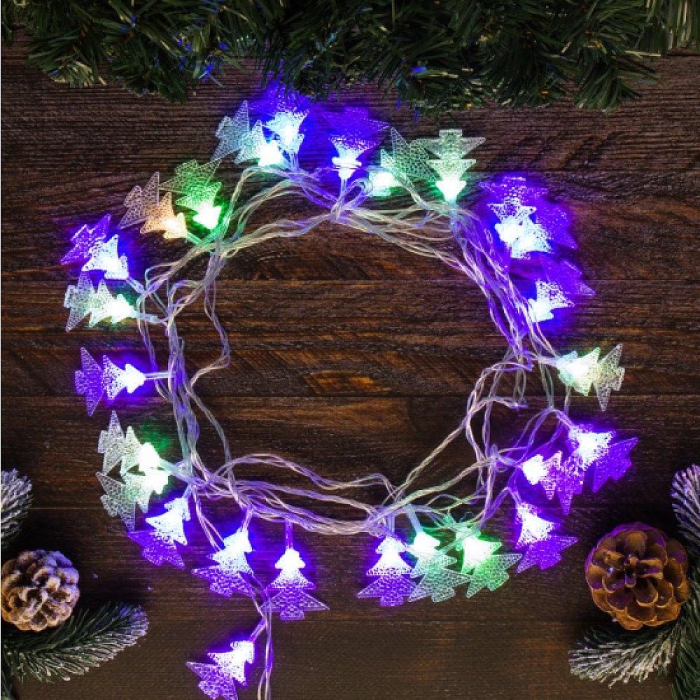 Гирлянда электрическая LED "Нить" с насадками "Елочка", 4,5 м, мультиколор - 3