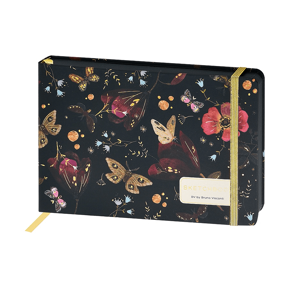 Скетчбук "Fauna. Бабочки. Южная ночь", 14.6х21.3 см, 100 г/м2, 100 листов, черный