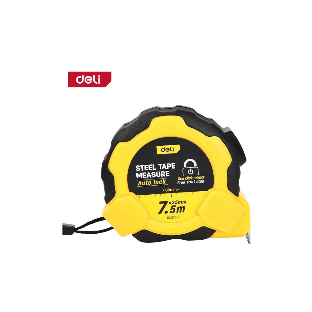 Рулетка Deli YS EDL3796, 7,5 м х 25 мм, желтый, черный - 3
