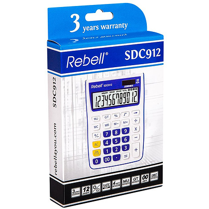 Калькулятор настольный Rebell "SDC-912VL/BL", 12-разрядный, фиолетовый - 2
