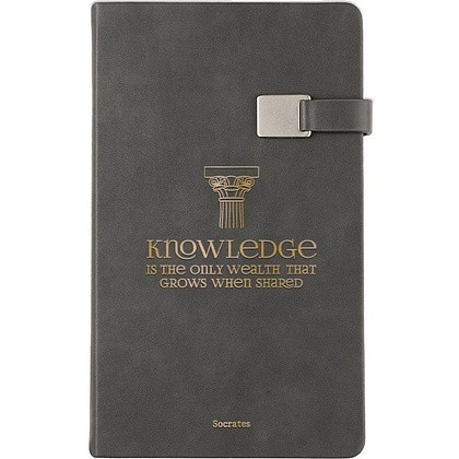 Ежедневник недатированный «Knowledge is the only wealth that grows when shared. Socrates», А5, серый