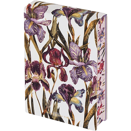 Блокнот "Flora. Ирисы", A6, 250 листов, нелинейный, склейка сверху, белый, розовый