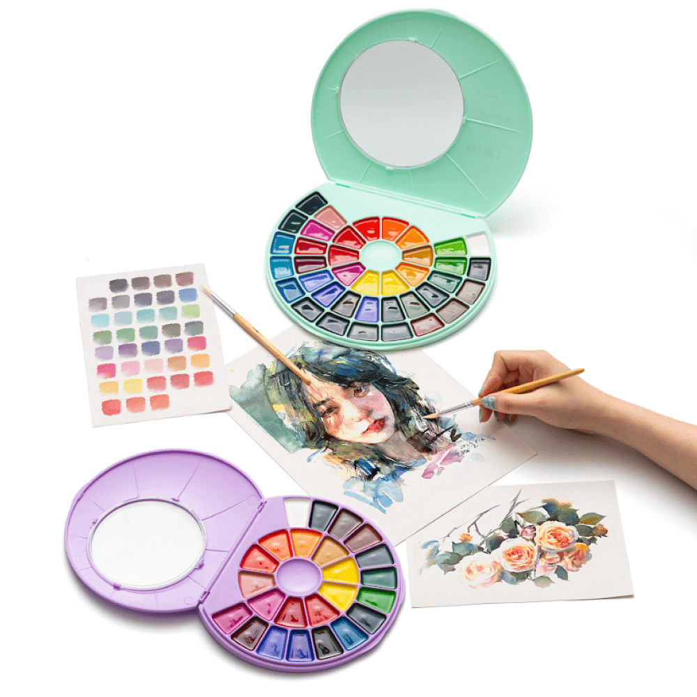 Краски акварельные "Himi", набор, 24 цвета, зелёный футляр - 6