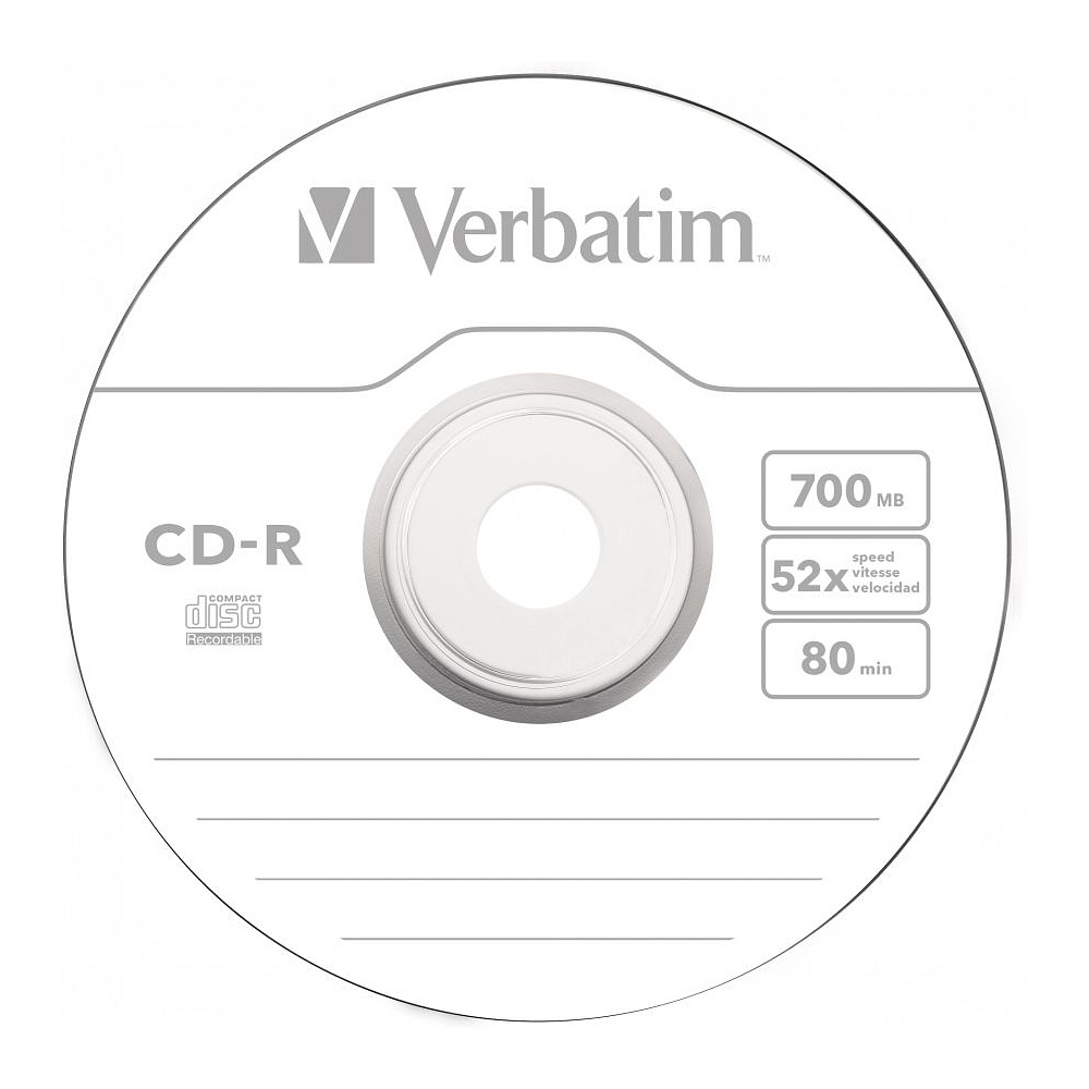 Диск Verbatim на шпинделе, CD-R, 0.7 гб, круглый бокс, 50 шт - 5