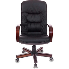 Кресло для руководителя Бюрократ "T-9908/WALNUT", металл, кожа, черный