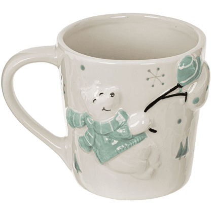 Кружка керамическая "Белый медведь", 400 мл, белый, голубой