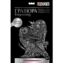 Набор для творчества "Совы", 21х29.7 см, гравюра, серебро
