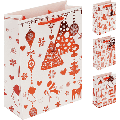 Пакет бумажный подарочный 17*23*8 см "Christmas Pattern" ассорти