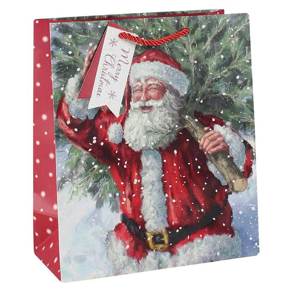 Пакет бумажный подарочный "Trad Santa", 21.5x10.2x25.3 см, ассорти - 2