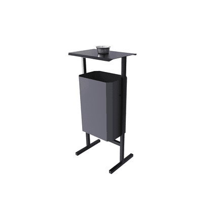 Урна уличная для мусора СТАНДАРТ с пепельницей, 35 л, металл, серый