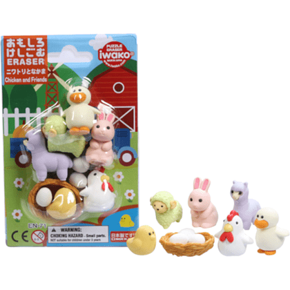 Набор ластиков "IWAKO Chicken and Friends", 7 шт, ассорти - 3