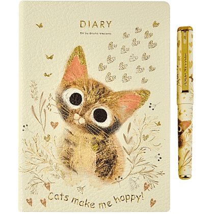 Набор ежедневник недатированный "Love me.Милый котик", А6, кожзам. + ручка 