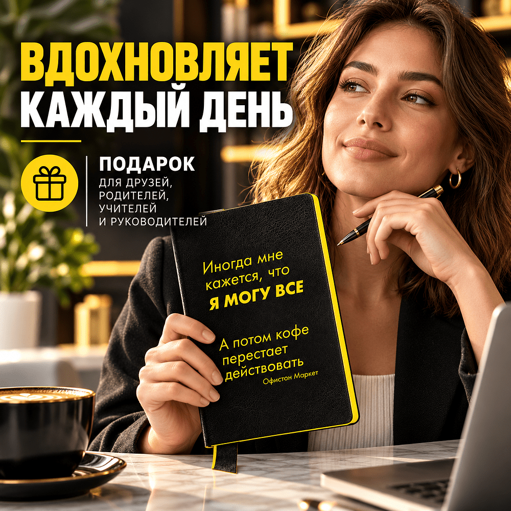 Бизнес-блокнот "Иногда мне кажется, что я могу все…", А5, 128 листов, в линейку, черный, желтый - 3