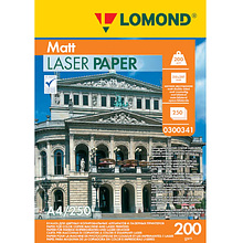 Фотобумага матовая, для лазерной печати "Lomond", А4, 200 г/м, 250 листов, двухсторонняя