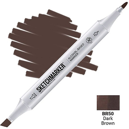 Маркер перманентный двусторонний "Sketchmarker", BR50 коричневый темный