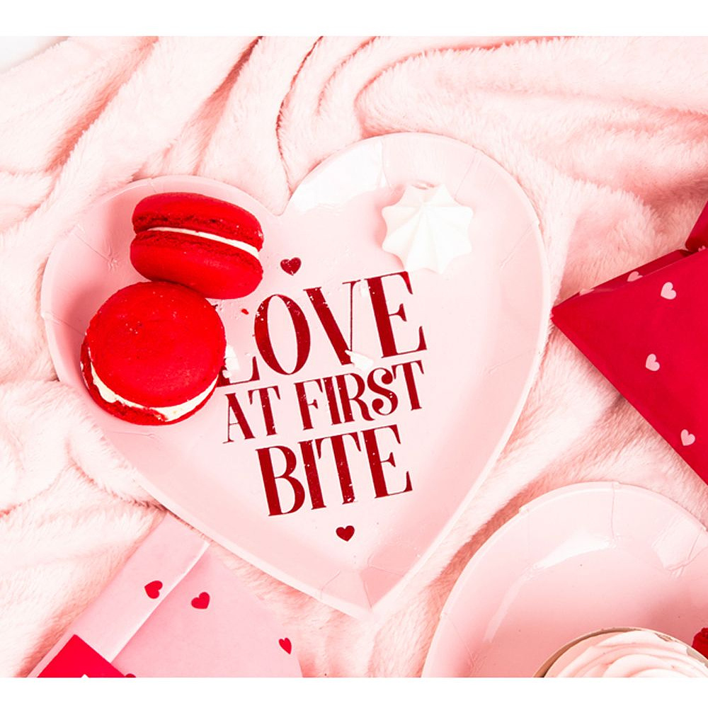 Тарелка бумажная "Love at first bite", 18.5 см, 6 шт, розовый - 2