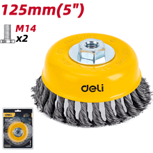 Щетка для УШМ Deli YS EDH-GSS125-E2, чашечная, проволочная, 125 мм