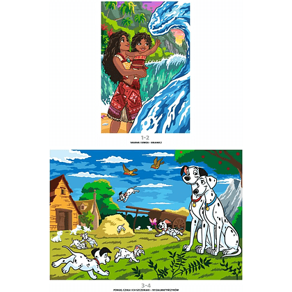 Раскраска по номерам на польском языке "Zagadkowe rysunki Disney - Rodzinne portrety" - 3