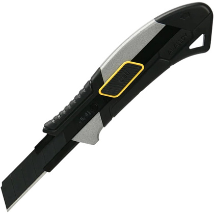 Нож строительный Deli YS EDL4256, 18 мм, корпус из алюминиевого сплава, прорезиненная рукоятка, автоблокировка