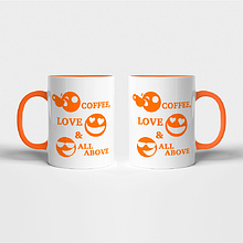Кружка "Coffee, love & all above", керамика, 330 мл, белый, оранжевый
