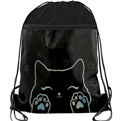 Мешок для обуви "Cat's paws", полиэстер, черный
