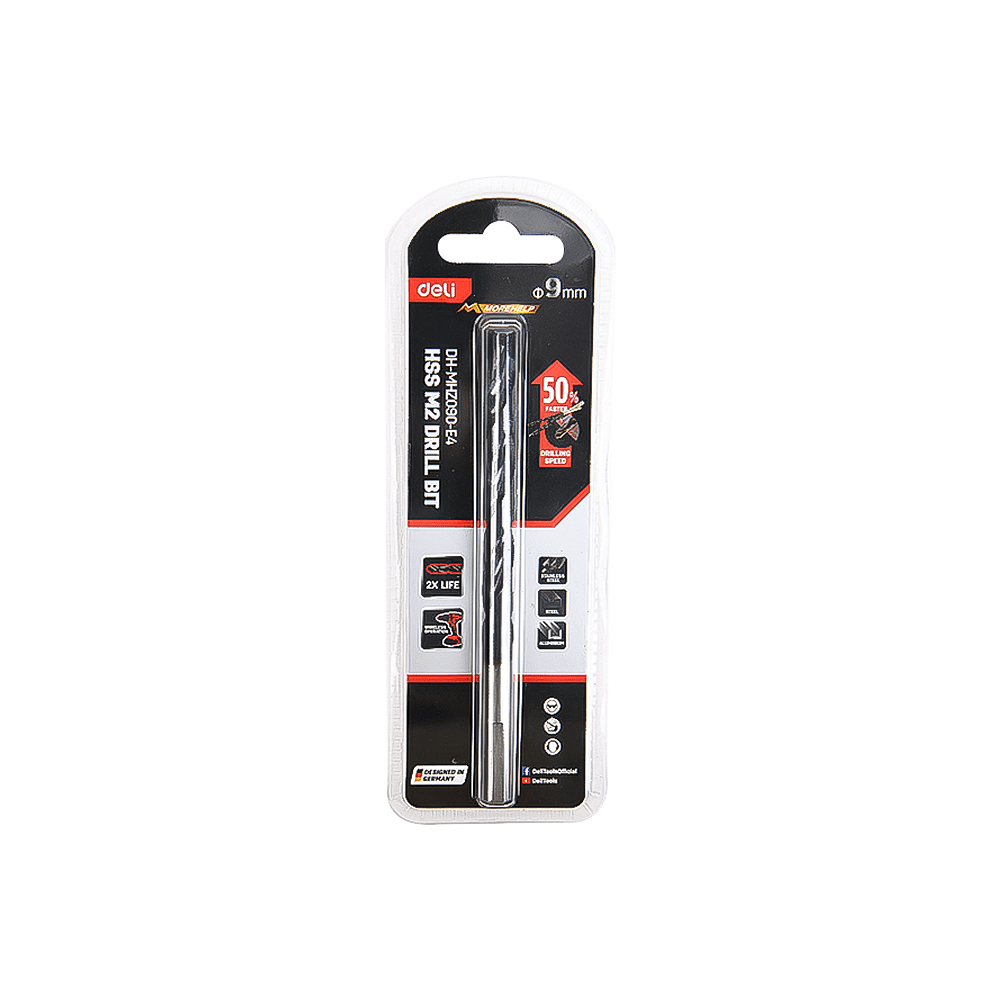 Сверло по металлу Deli RS EDH-MHZ090-E4, 9.0 мм, DIN 338, HSS-TiN - 3 Сверло по металлу Deli RS EDH-MHZ090-E4, 9.0 мм, DIN 338, HSS-TiN - 3