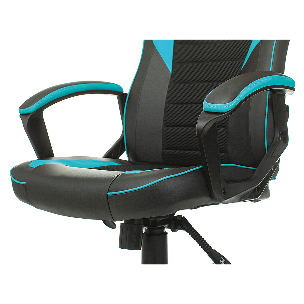Кресло игровое Бюрократ "Zombie GAME 16", ткань, экокожа, пластик, черный, голубой - 9