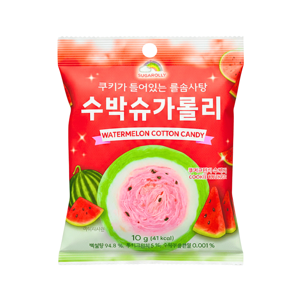 Сахарная вата "Watermelon Sugar Lollies", 10 гр., с кусочками печенья со вкусом арбуза