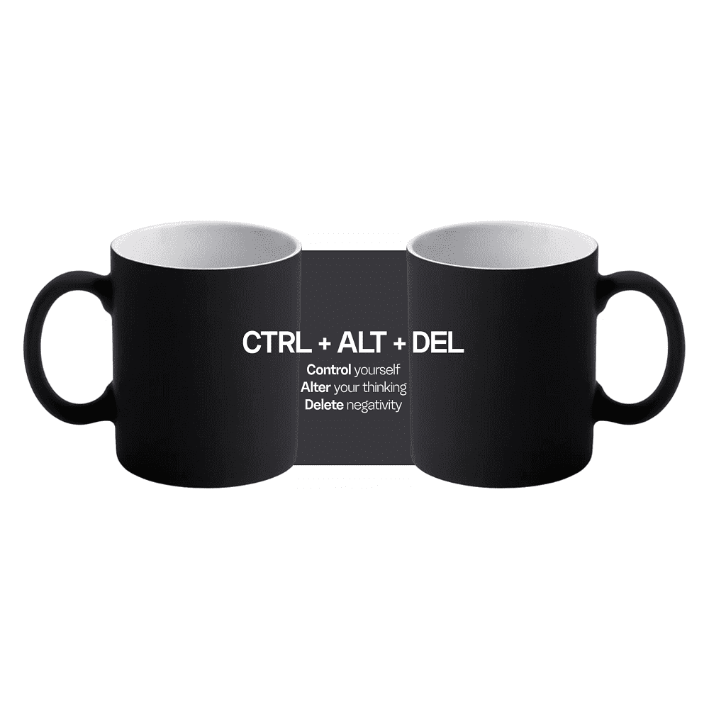 Кружка керамическая "CTRL+ALT+DEL", 350 мл, софттач, черный  