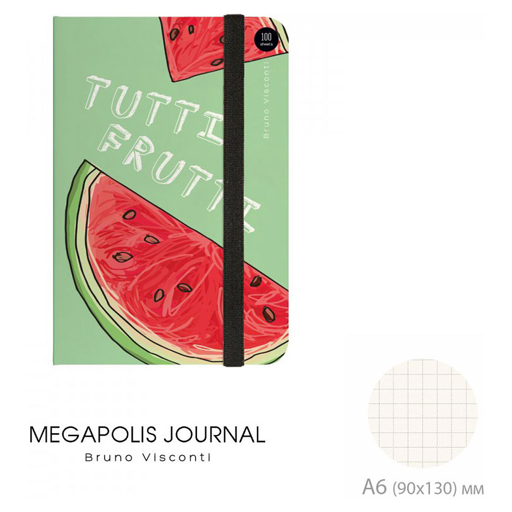 Блокнот "Megapolis Journal. Арбуз", A6, 100 листов, клетка, зеленый, красный - 3