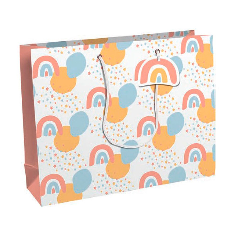 Пакет бумажный подарочный "Welcome", 37.3x11.8x27.5 см, разноцветный