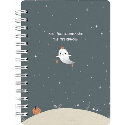 Блокнот "Boo. Поляна", А6, 80 листов, в клетку, серый