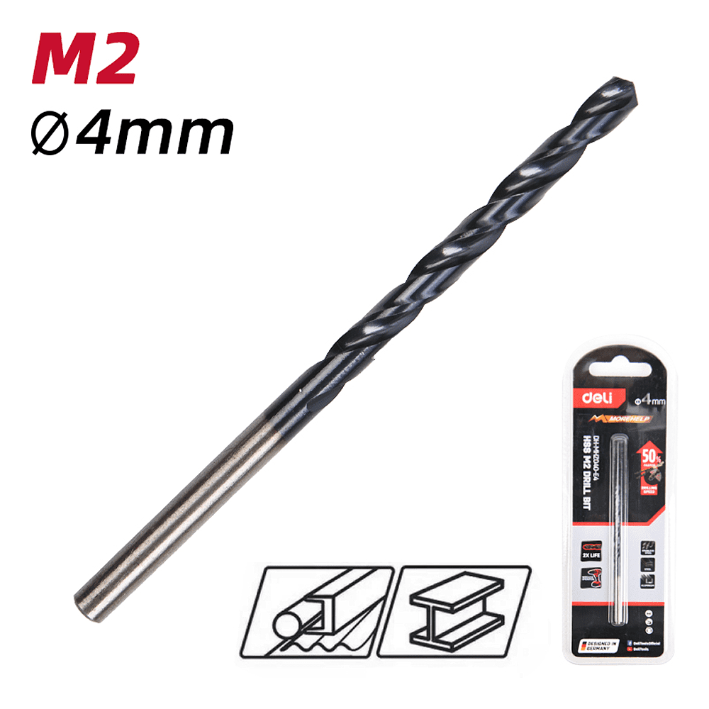 Сверло по металлу Deli RS EDH-MHZ040-E4, 4.0 мм, DIN 338, HSS-TiN - 2 Сверло по металлу Deli RS EDH-MHZ040-E4, 4.0 мм, DIN 338, HSS-TiN - 2