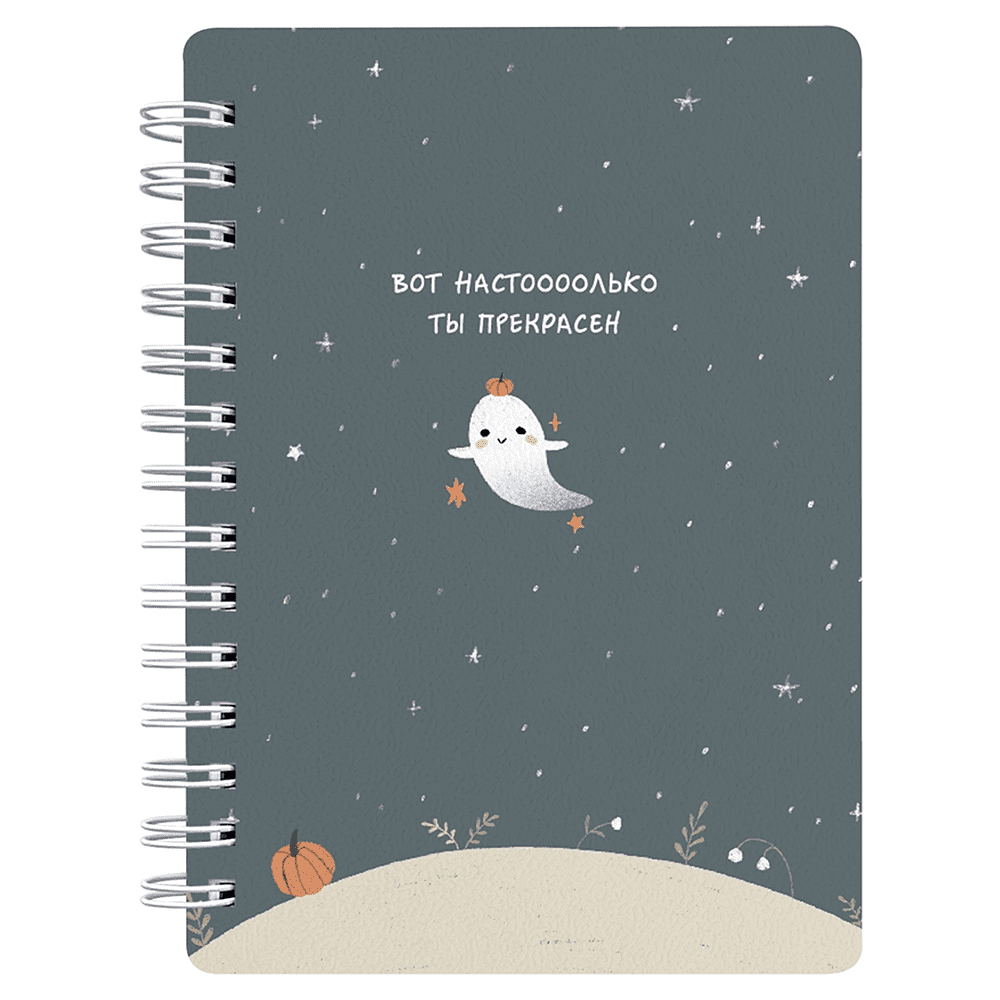 Блокнот "Boo. Поляна", А6, 80 листов, в клетку, серый