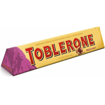 Шоколад молочный "Toblerone" 100 г, с медово-миндальной нугой, изюмом и дробленными орехами