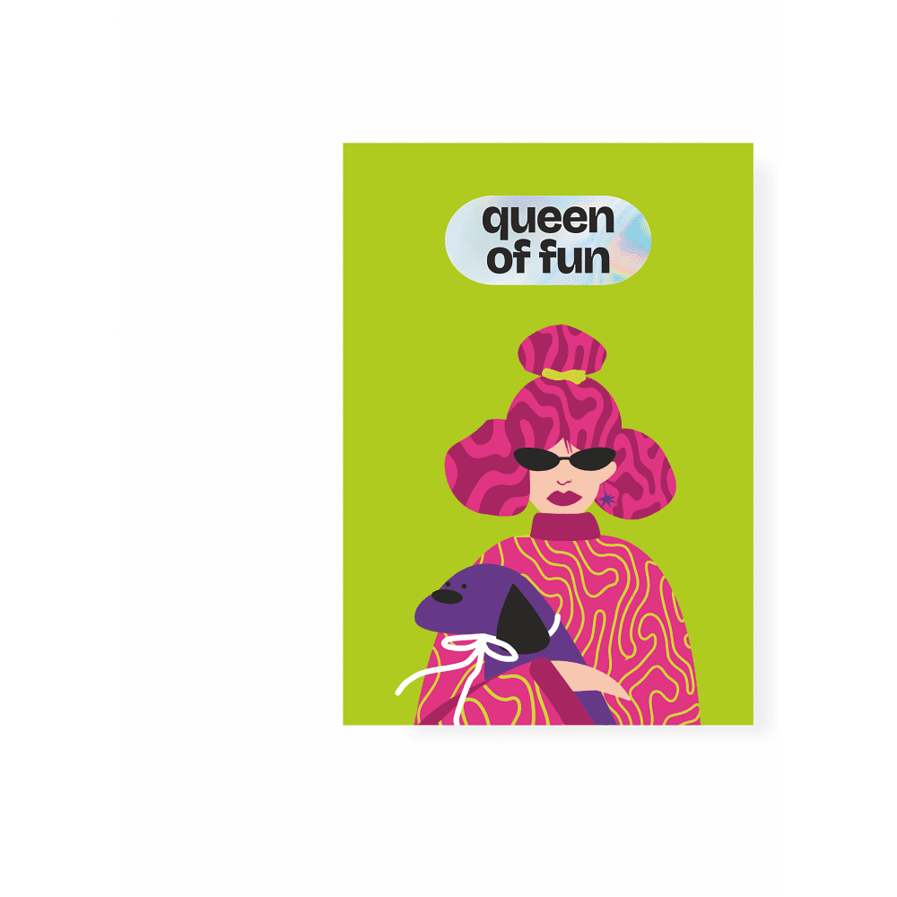Открытка-стикерпак "Queen of fun", 3D, 105х75 мм