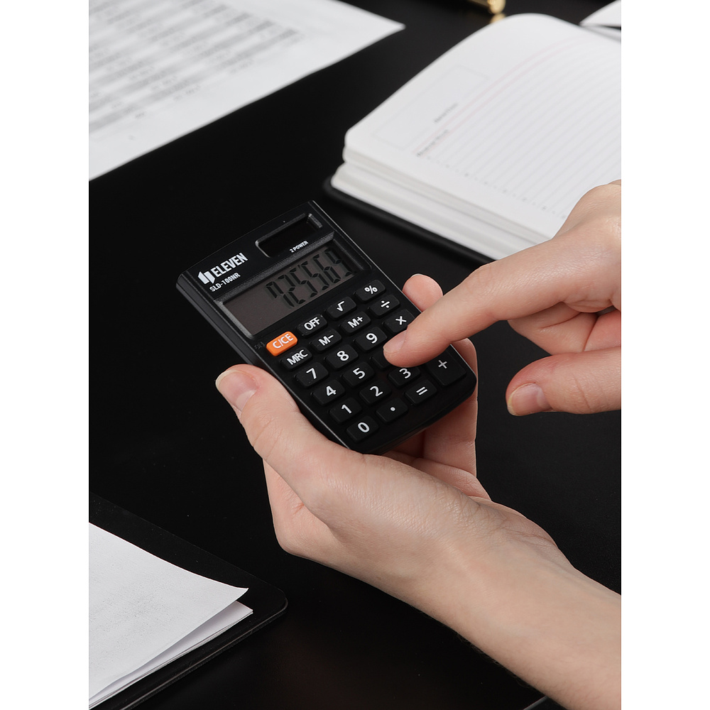Калькулятор карманный Eleven "SLD-100NR", 8-разрядный, черный - 7
